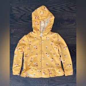 Yellow Floral Zip Hoodie Girls 3T